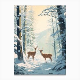Winter Deer 1 Illustration Canvas Print