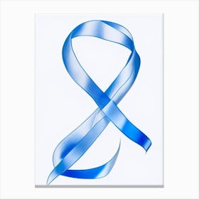 Hope Ribbon Symbol Blue And White Line Drawing Canvas Print