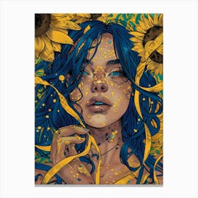 Sunflower Girl 15 Canvas Print