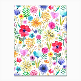 Colourful Flowers Spring Garden Canvas Print