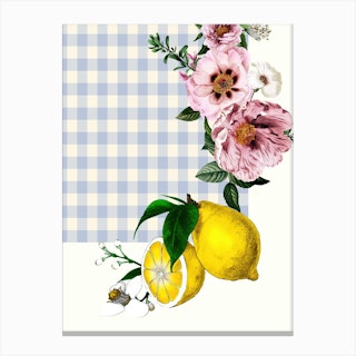Gingham Lemon Art 2 Canvas Print