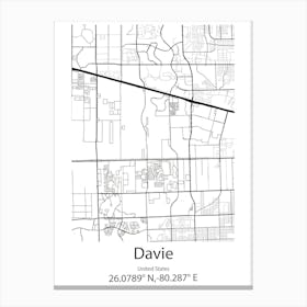 Davie,United States Minimalist Map Canvas Print