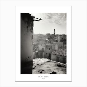 Poster Of Matera, Italy, Black And White Analogue Photography 3 Canvas Print