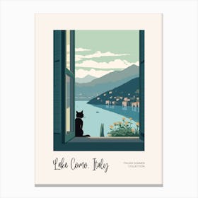 Lake Como Cat On A Window 3 Italian Summer Collection Canvas Print