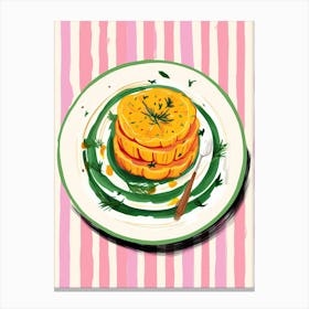 A Plate Of Pumpkins, Autumn Food Illustration Top View 69 Canvas Print