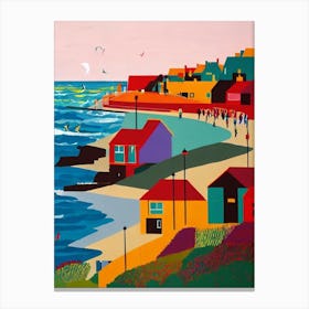 Broadstairs Beach, Kent Hockney Style Canvas Print