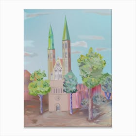 Landscape With St. Catherines Church In The Town Of Bronschweig In Germany Canvas Print