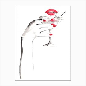 Martini On The Lips Canvas Print