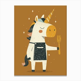 Chef Unicorn Mustard Muted Pastel Canvas Print