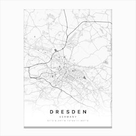 Dresden Germany White Map Canvas Print