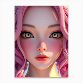 Pink Haired Girl Close-Up Canvas Print