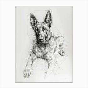 German Shepherd Dog Line Drawing Sketch 4 Canvas Print