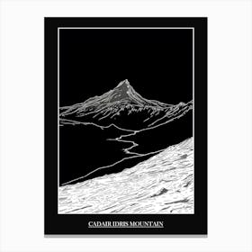 Cadair Idris Mountain Line Drawing 4 Poster Canvas Print