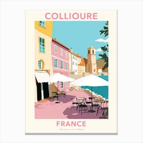 Collioure, France, Flat Pastels Tones Illustration 1 Poster Canvas Print