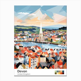 Devon, United Kingdom, Geometric Illustration 4 Poster Canvas Print