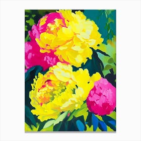 Cottage Gardens Peonies Yellow Colourful 1 Painting Canvas Print