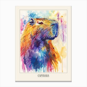 Capybara Colourful Watercolour 4 Poster Canvas Print