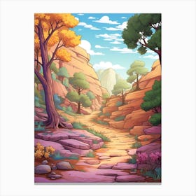 Zion Narrows Usa 3 Hike Illustration Canvas Print