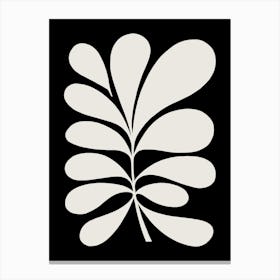 Minimal Abstract Matisse Leaf Cut-out - Black on White 1/2 1 Canvas Print