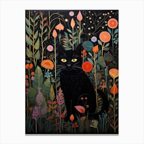 Black Cat In The Garden 2 Canvas Print