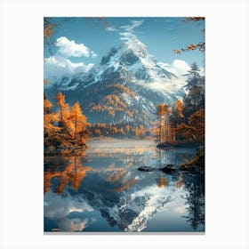 Autumn Trees Reflected In A Lake 1 Canvas Print