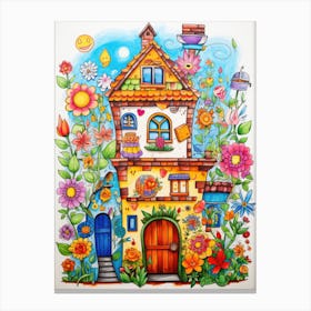 House With Flowers 1 Canvas Print