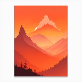 Misty Mountains Vertical Composition In Orange Tone 275 Canvas Print