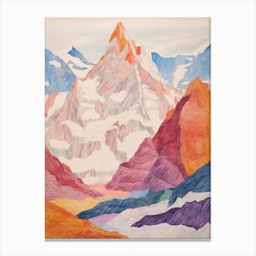 Makalu Nepal 1 Colourful Mountain Illustration Canvas Print