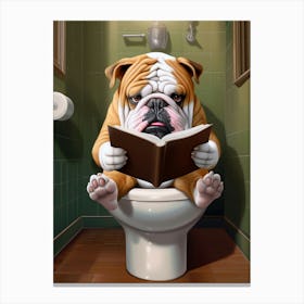 Kakalotz Realistic English Bulldog Reading Iphone On Toilet 3f8a5be6 C312 49e9 A6c0 B0f6f195b68d Canvas Print