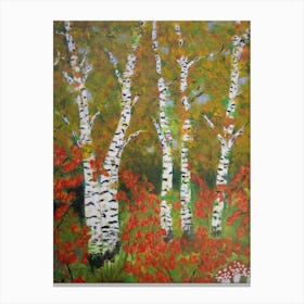 Birch Trees In Autumn Canvas Print