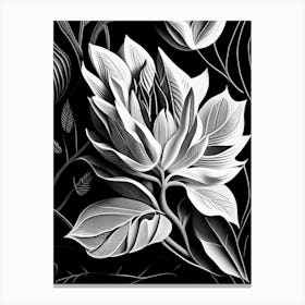 Magnolia Leaf Linocut 2 Canvas Print