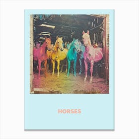 Horses Rainbow In A Barn Poster Canvas Print