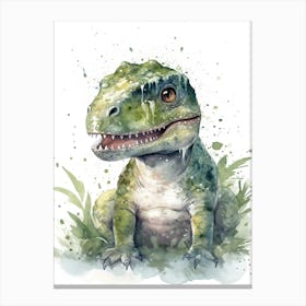 Baby T Rex Dinosaur Watercolour Nursery 2 Canvas Print