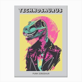 Punk Dinosaur Yellow & Pink Poster Canvas Print