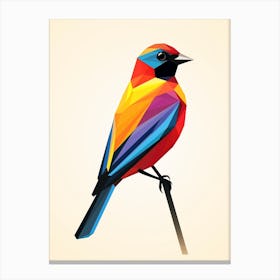 Colourful Geometric Bird Cowbird 3 Canvas Print