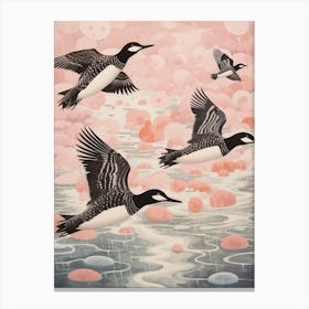 Vintage Japanese Inspired Bird Print Common Loon 3 Canvas Print