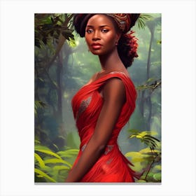 Beautiful And Proud African Woman Dressed In Red Robe Canvas Print