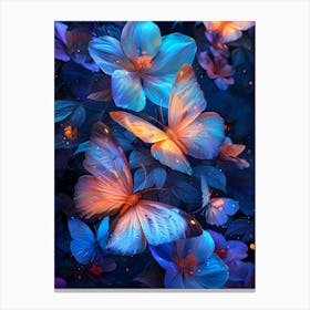 gorgeous Butterflies In The Night Canvas Print