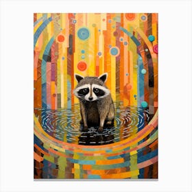 A Raccoons Swimming Lake In The Style Of Jasper Johns 3 Canvas Print