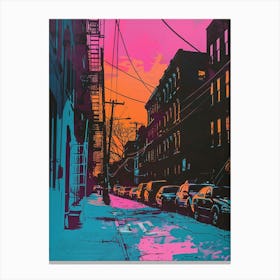 Greenpoint New York Colourful Silkscreen Illustration 2 Canvas Print