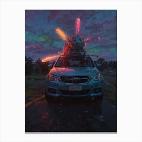 Car With Lights On Top Canvas Print