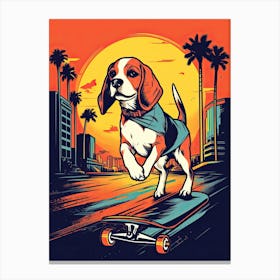 Beagle Dog Skateboarding Illustration 2 Canvas Print