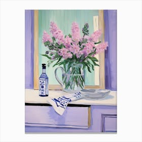 Bathroom Vanity Painting With A Lavender Bouquet 1 Canvas Print