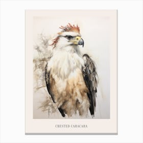 Vintage Bird Drawing Crested Caracara 2 Poster Canvas Print