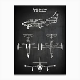 T 2c Buckeye Aircraft North American T 2 Airplane Blueprint Aviation Gifts Plane Blueprint Airplane Print Airplane Gift Vat2c1 Canvas Print