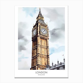 London 3 Watercolour Travel Poster Canvas Print