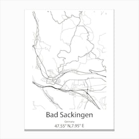 Bad Sackingen,Germany Minimalist Map Canvas Print