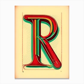 R, Letter, Alphabet Vintage Sketch 3 Canvas Print