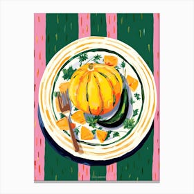 A Plate Of Pumpkins, Autumn Food Illustration Top View 76 Canvas Print