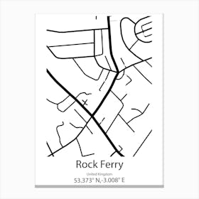 Rock Ferry,United Kingdom Minimalist Map Stampe su tela